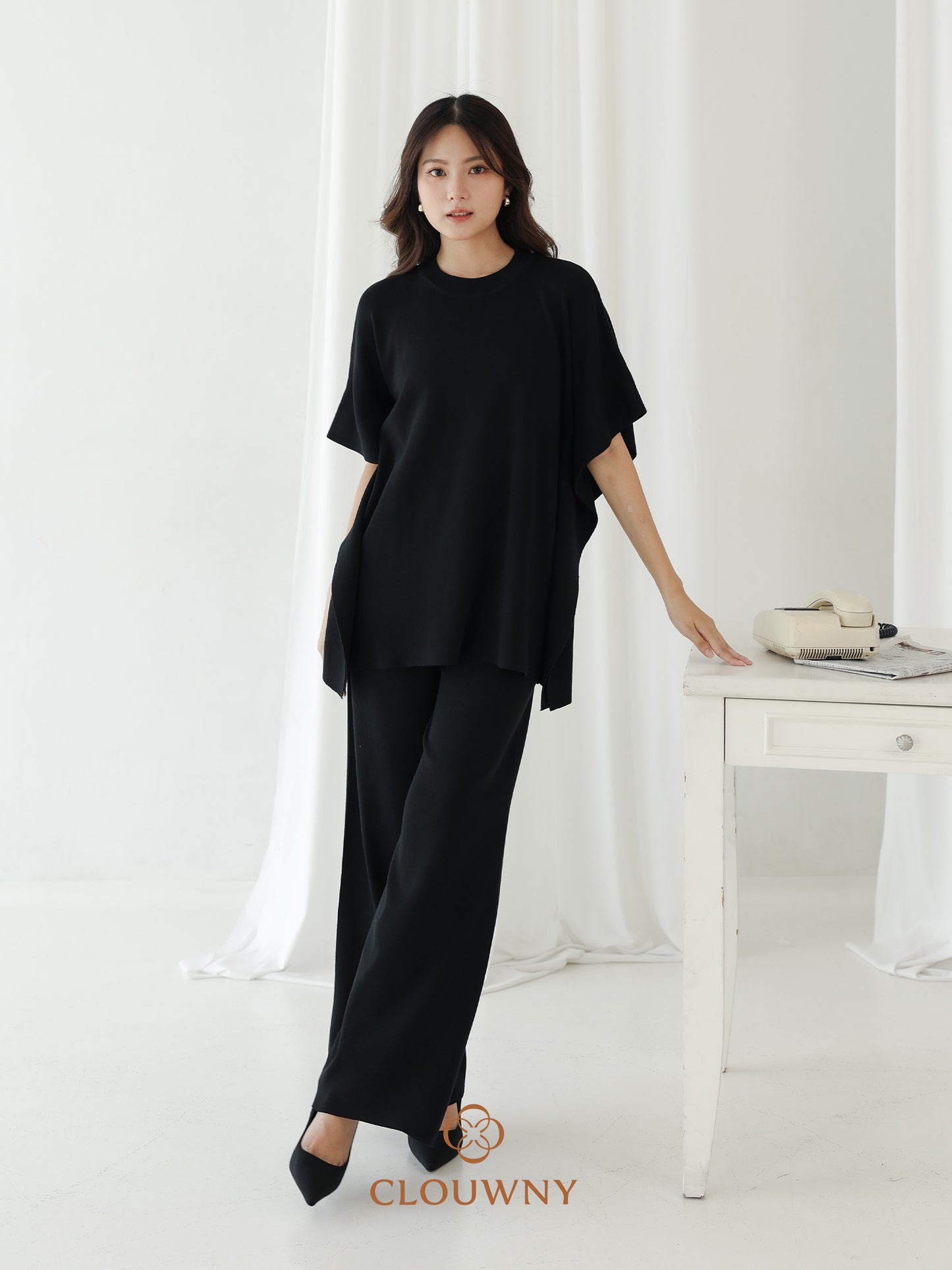 Joel Batwing Knit Set - Black