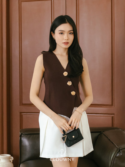 Bianca Asymmetric Vest - Coffee