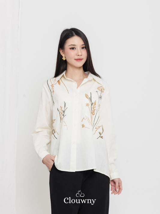 Katerin Flower Shirt - Cream