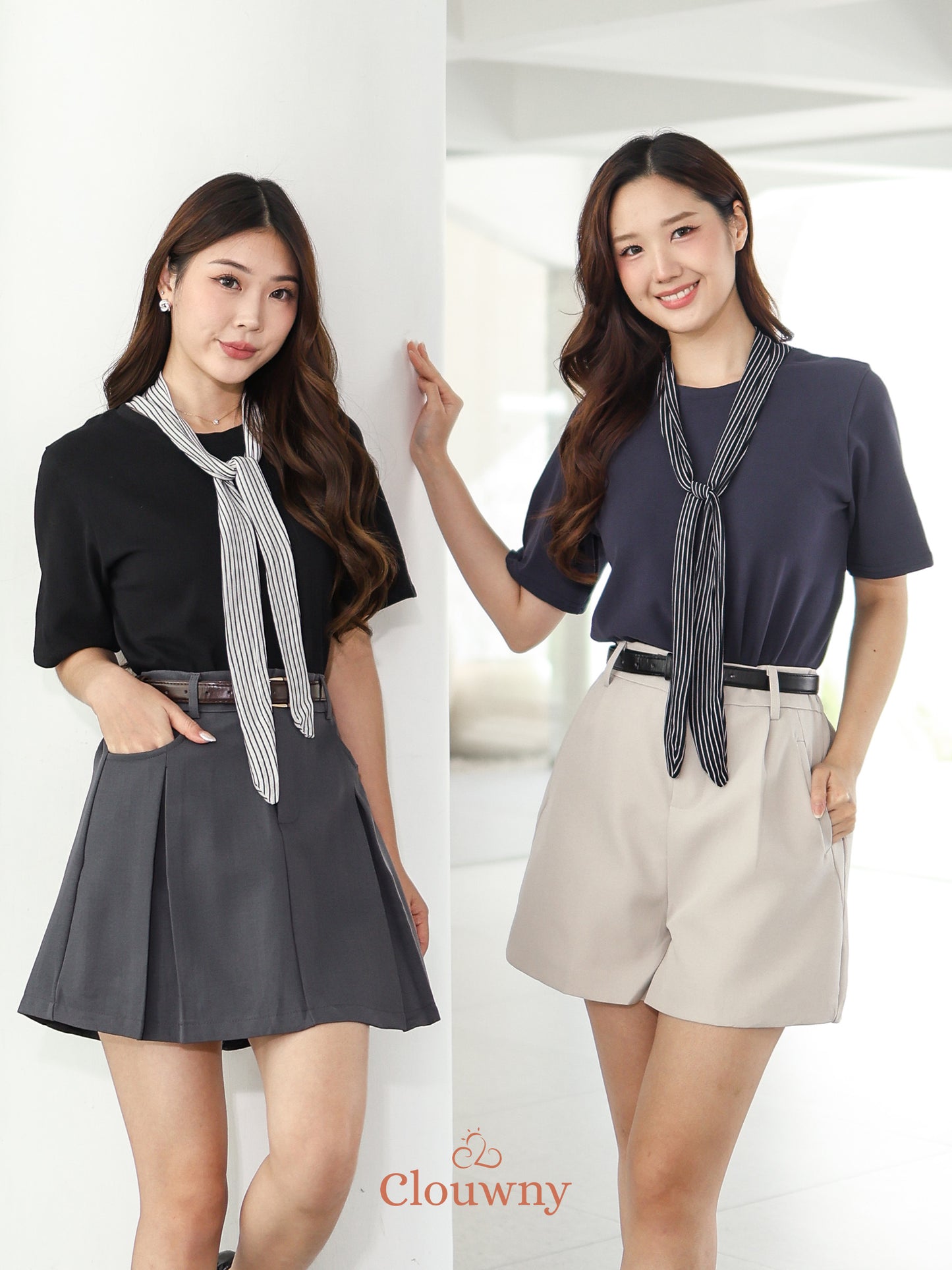 Lucas Scarf Knit Top - Navy