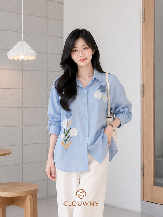 Jamie Double Button Shirt - Blue