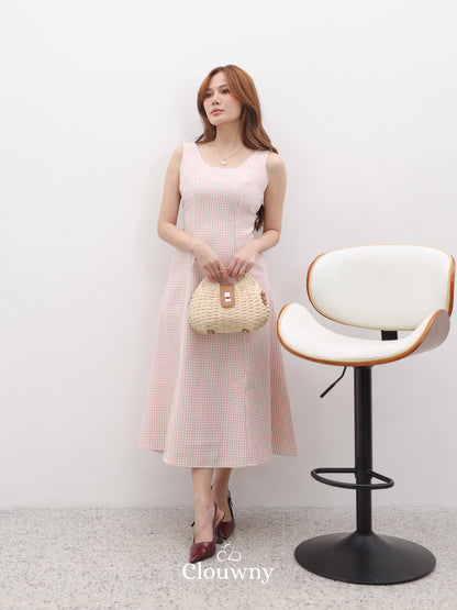 Callaia Houndstooth Dress - Pink