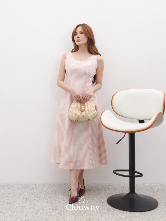 Callaia Houndstooth Dress - Pink