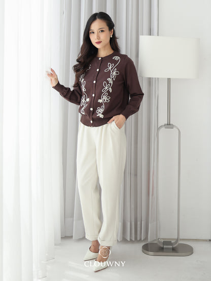 Brinda Button Cardigan - Coffee