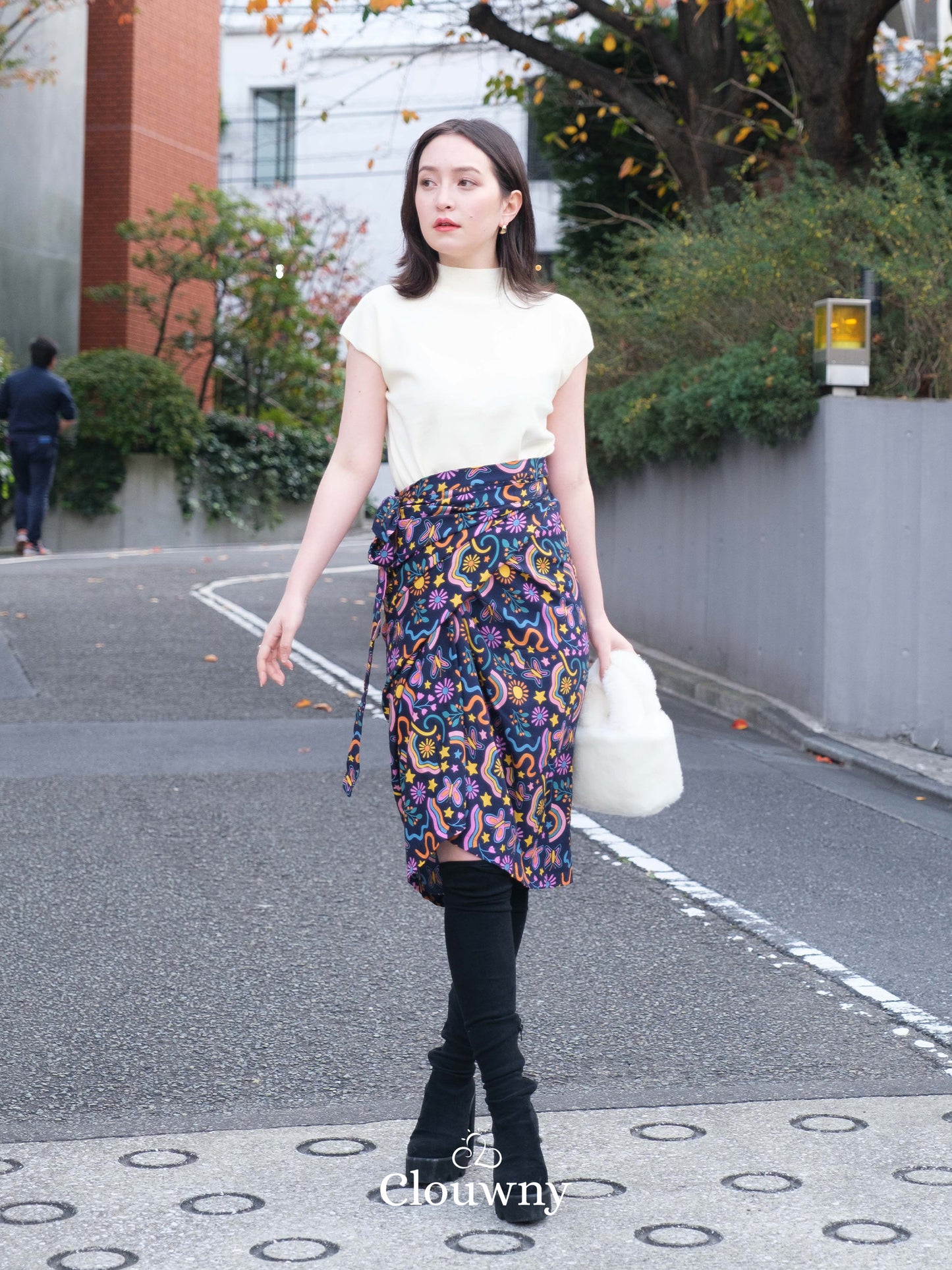 Tsuki Wrap Skirt - Navy