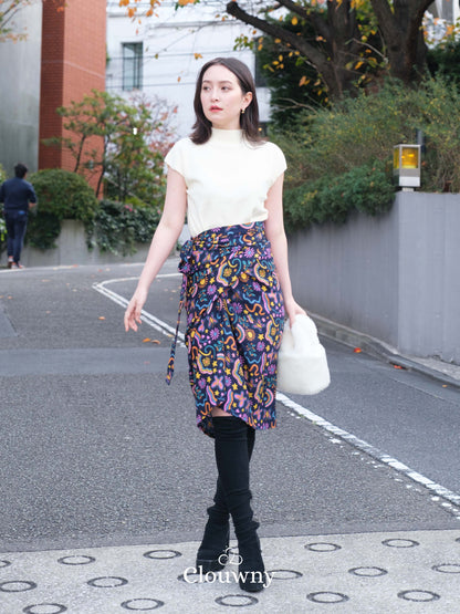 Tsuki Wrap Skirt - Navy