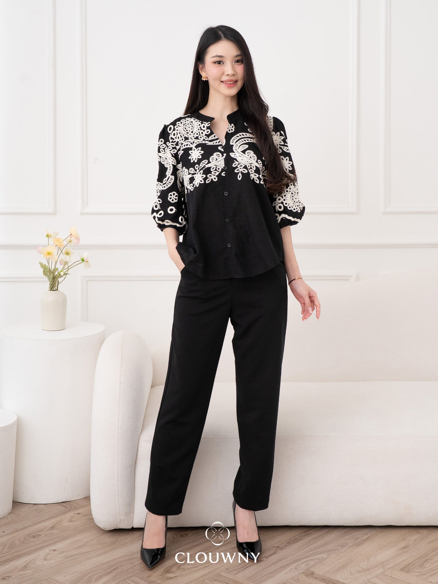 Indira Lace Blouse - Black
