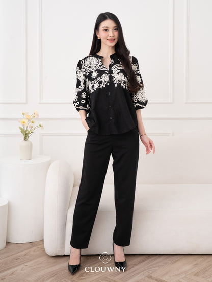 Indira Lace Blouse - Black