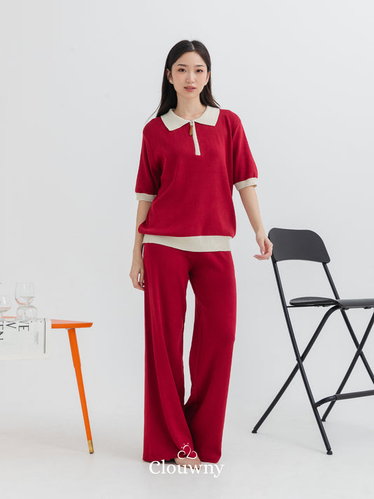 Zippy Knit Set - Maroon