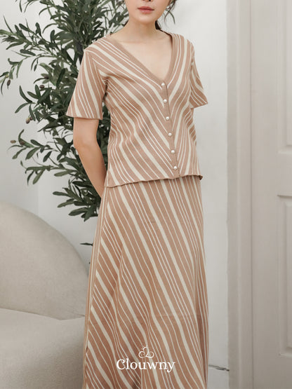 Espana Vneck Knit Set - Khaki