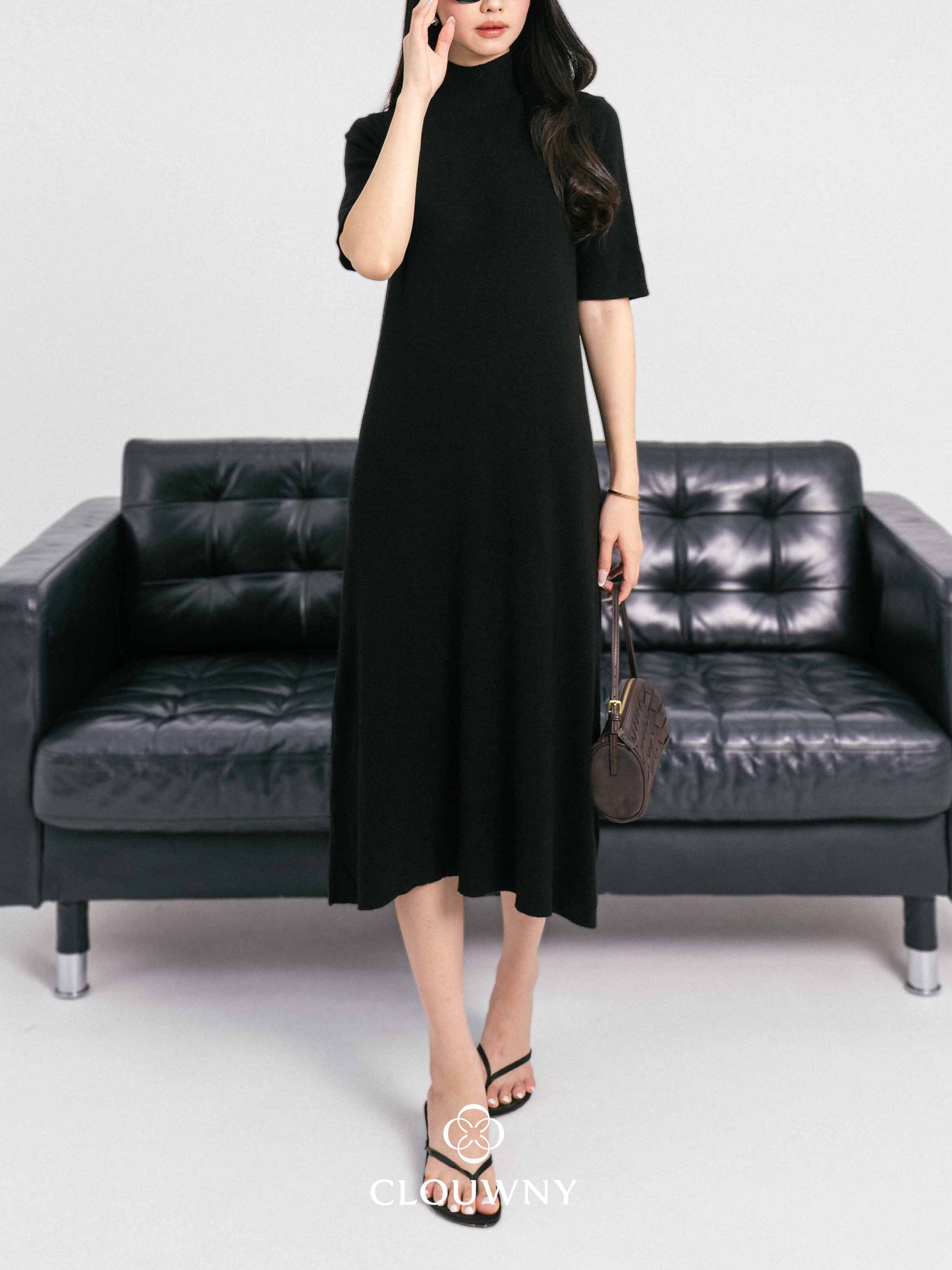 Mirage Turtle Knit Dress - Black