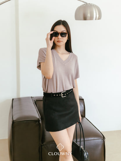 Paula Suede Mini Skort - Black