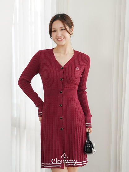 Scarlet Longsleeve Knit Dress - Maroon