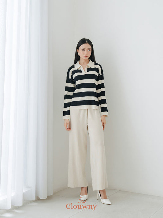 Melbi Stripes Knit Set - Cream