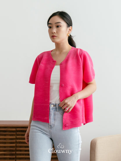 Arya Basic Pleats Top - Fuchsia