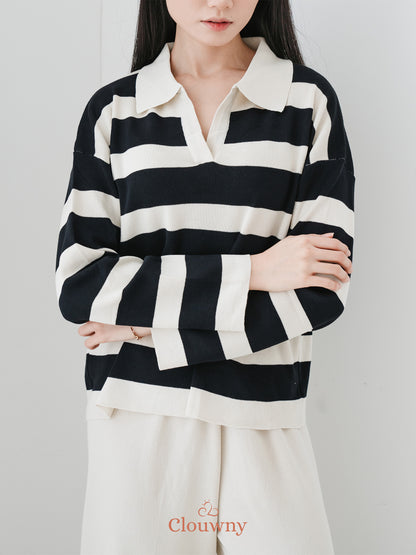 Melbi Stripes Knit Set - Cream