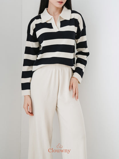 Melbi Stripes Knit Set - Cream