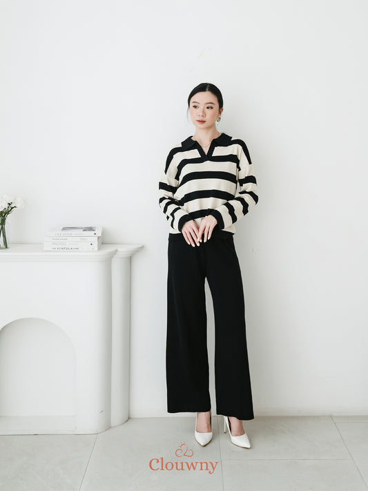 Melbi Stripes Knit Set - Black