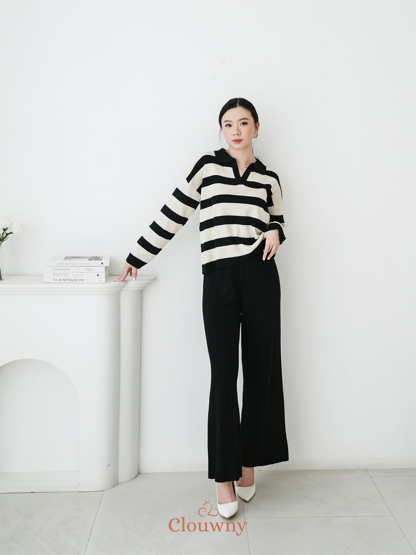 Melbi Stripes Knit Set - Black