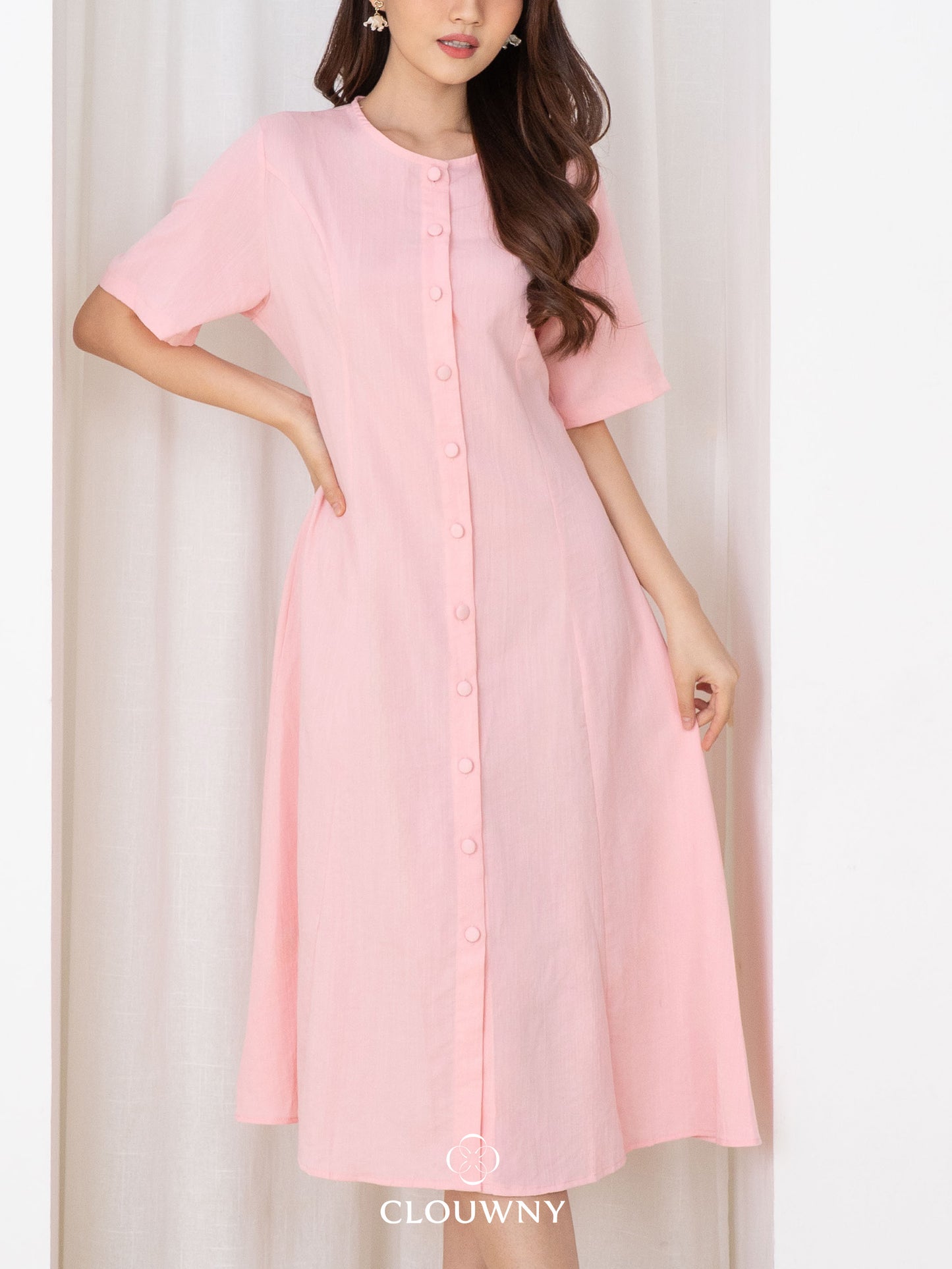 Mirsya Button Dress - Pink