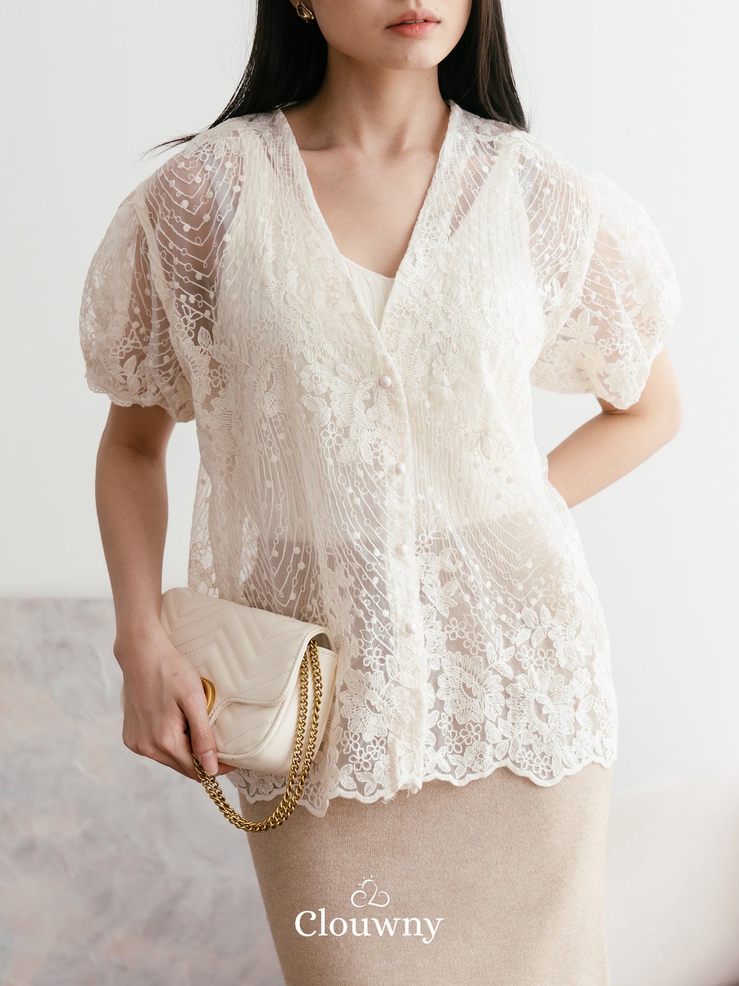 Lotus Lace Blouse - Cream