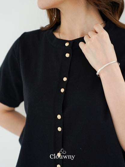 Rizel Double Button Top - Black