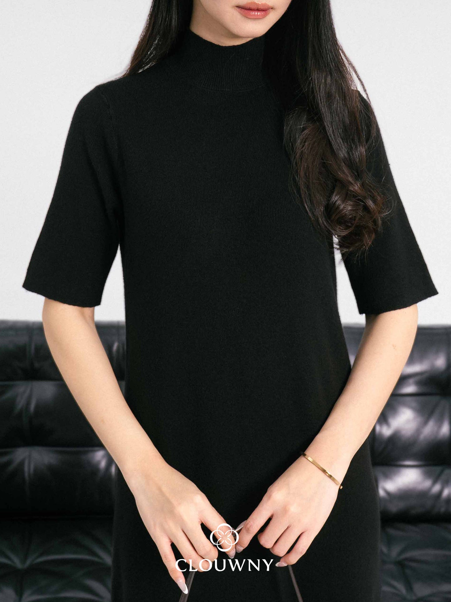 Mirage Turtle Knit Dress - Black