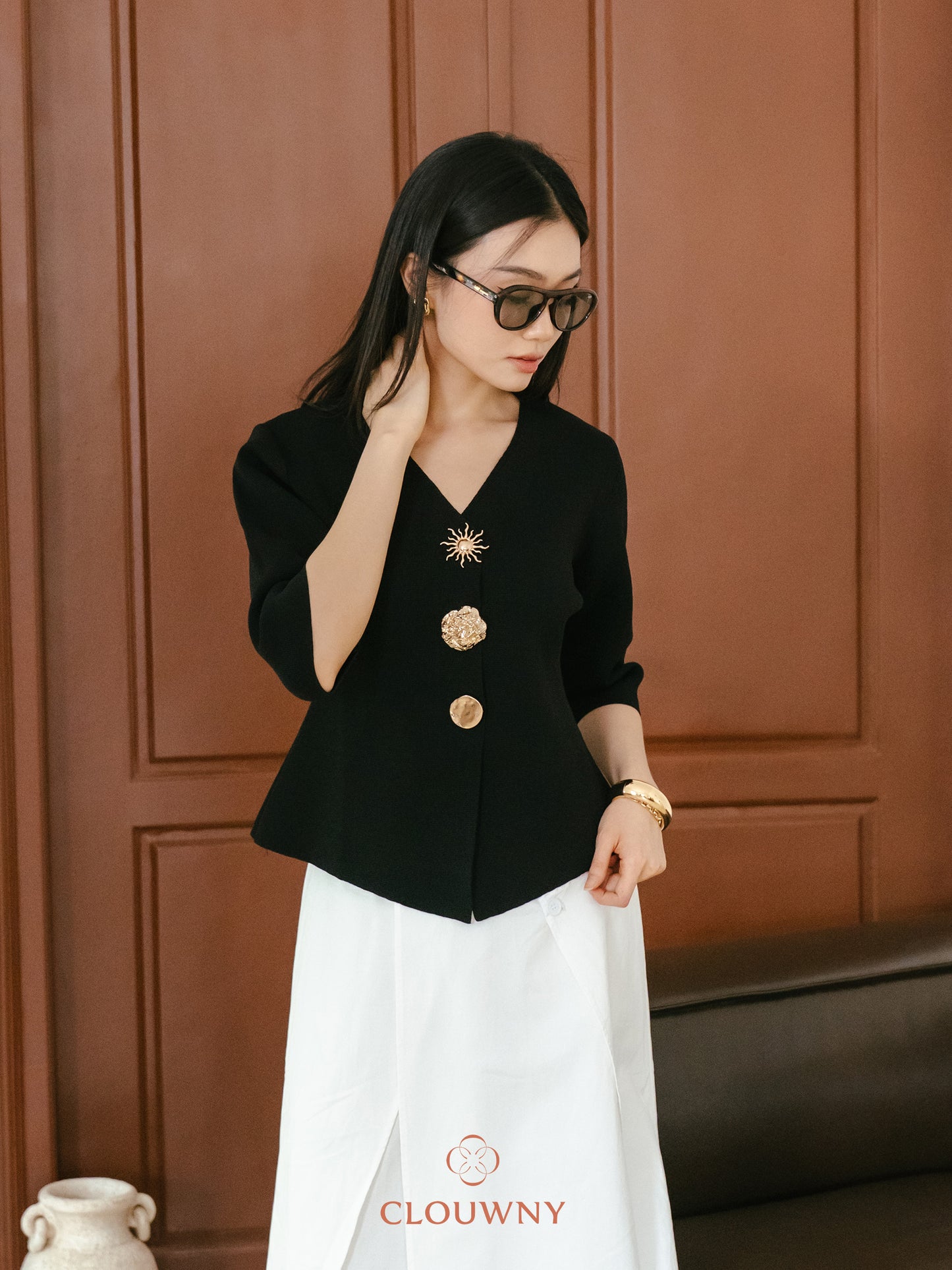 Helios Midisleeve Top - Black