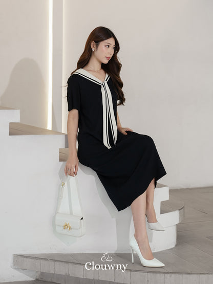 Haru Scarf Knit Dress - Black