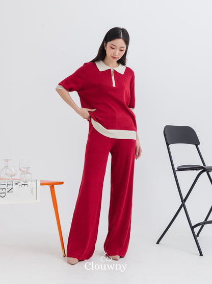 Zippy Knit Set - Maroon