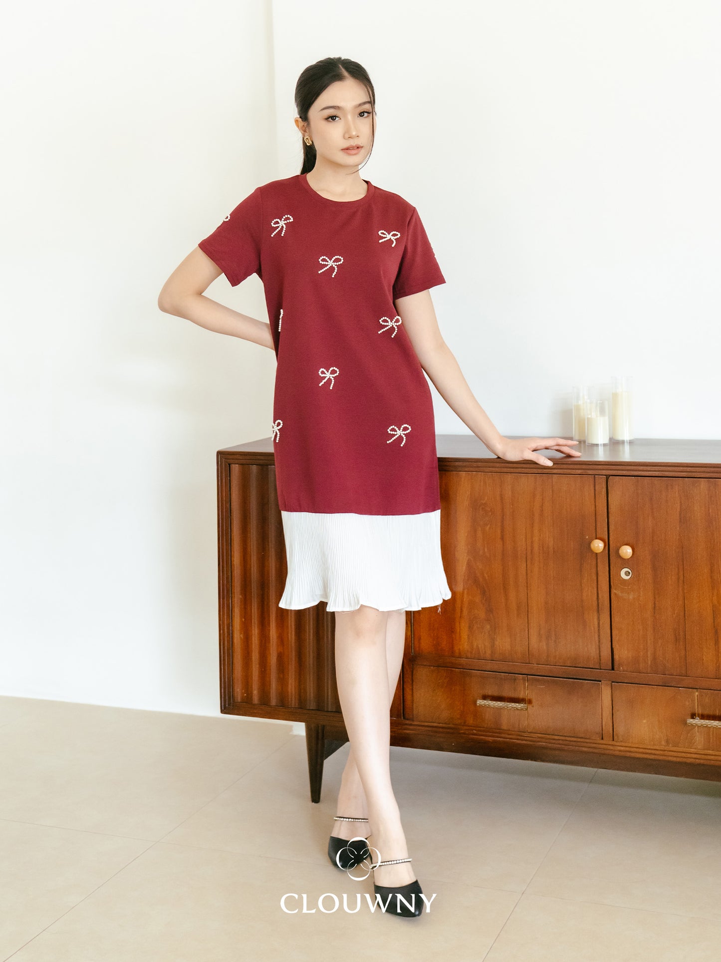 Dania Bow Dress - Magenta