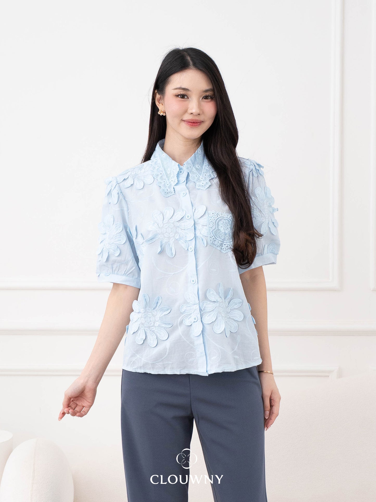 Daren Lace Shirt - Blue
