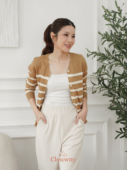 Verena Button Knit Top - Khaki