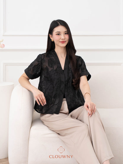 Carisa Embroidery Lace Blouse - Black