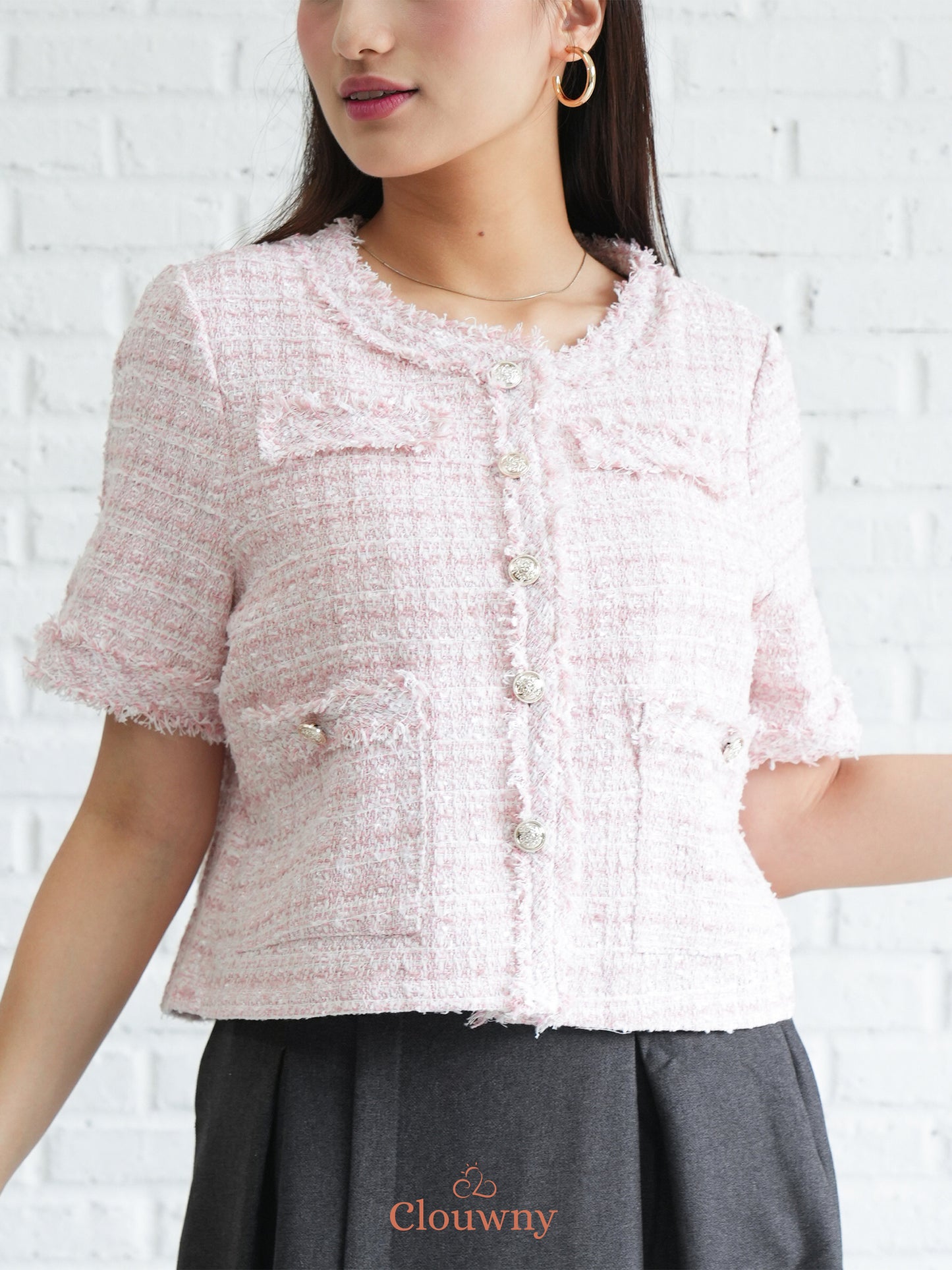 Michigan Tweed Top - Pink