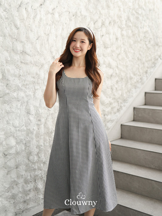 Callaia Houndstooth Dress - Black
