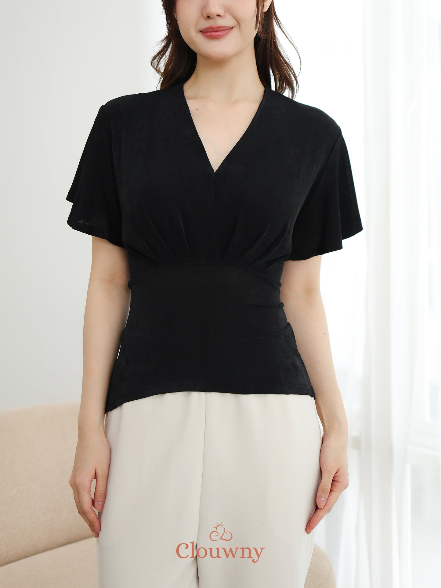 Cora Bow Knit Top - Black