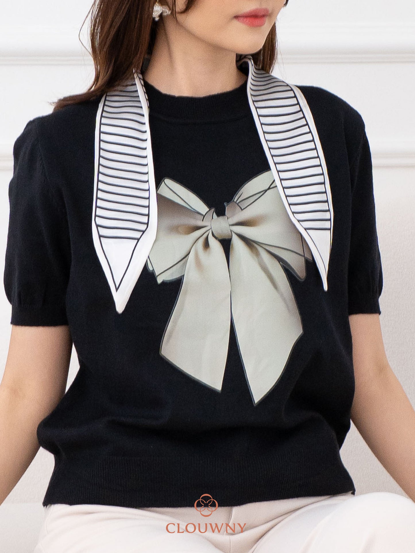 Centre Ribbon Top - Black