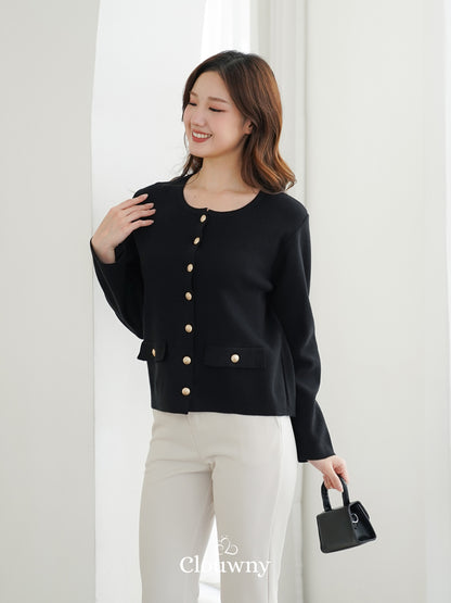 Luxen Button Cardigan - Black