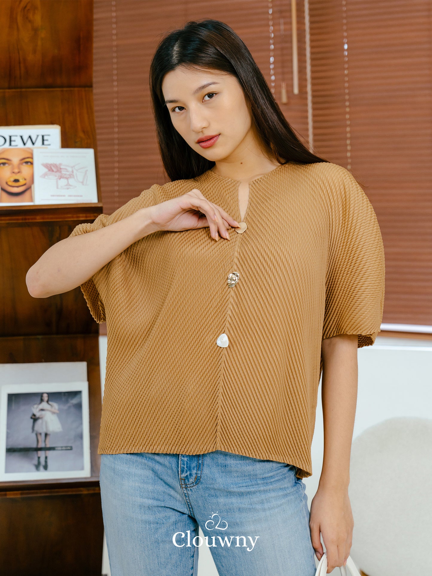 Spire Pleats Blouse - Khaki