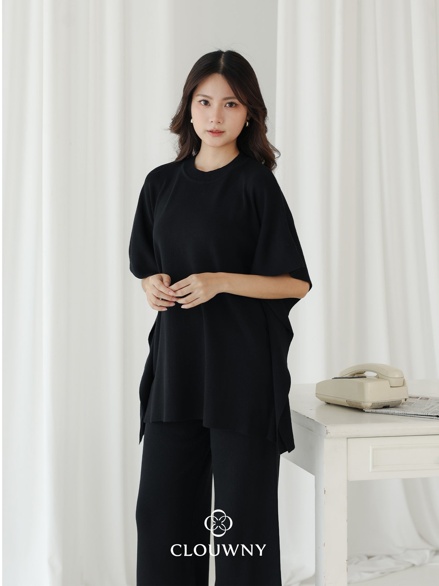 Joel Batwing Knit Set - Black