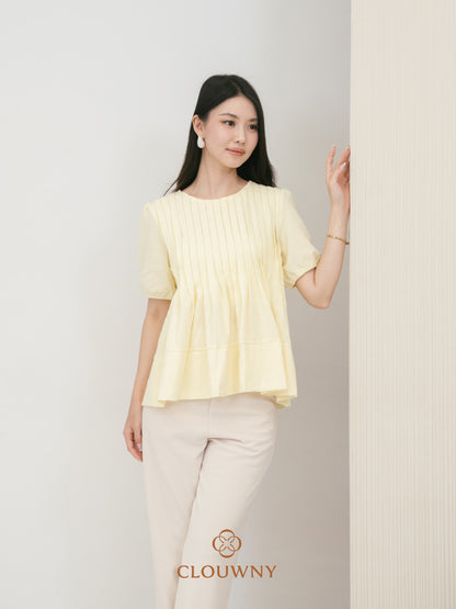 Elysia Pleated Top - Yellow