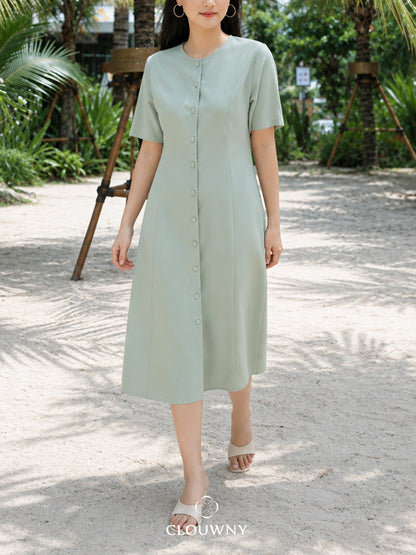 Mirsya Button Dress - Green
