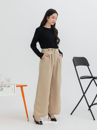 Quin Three Button Pants - Nude