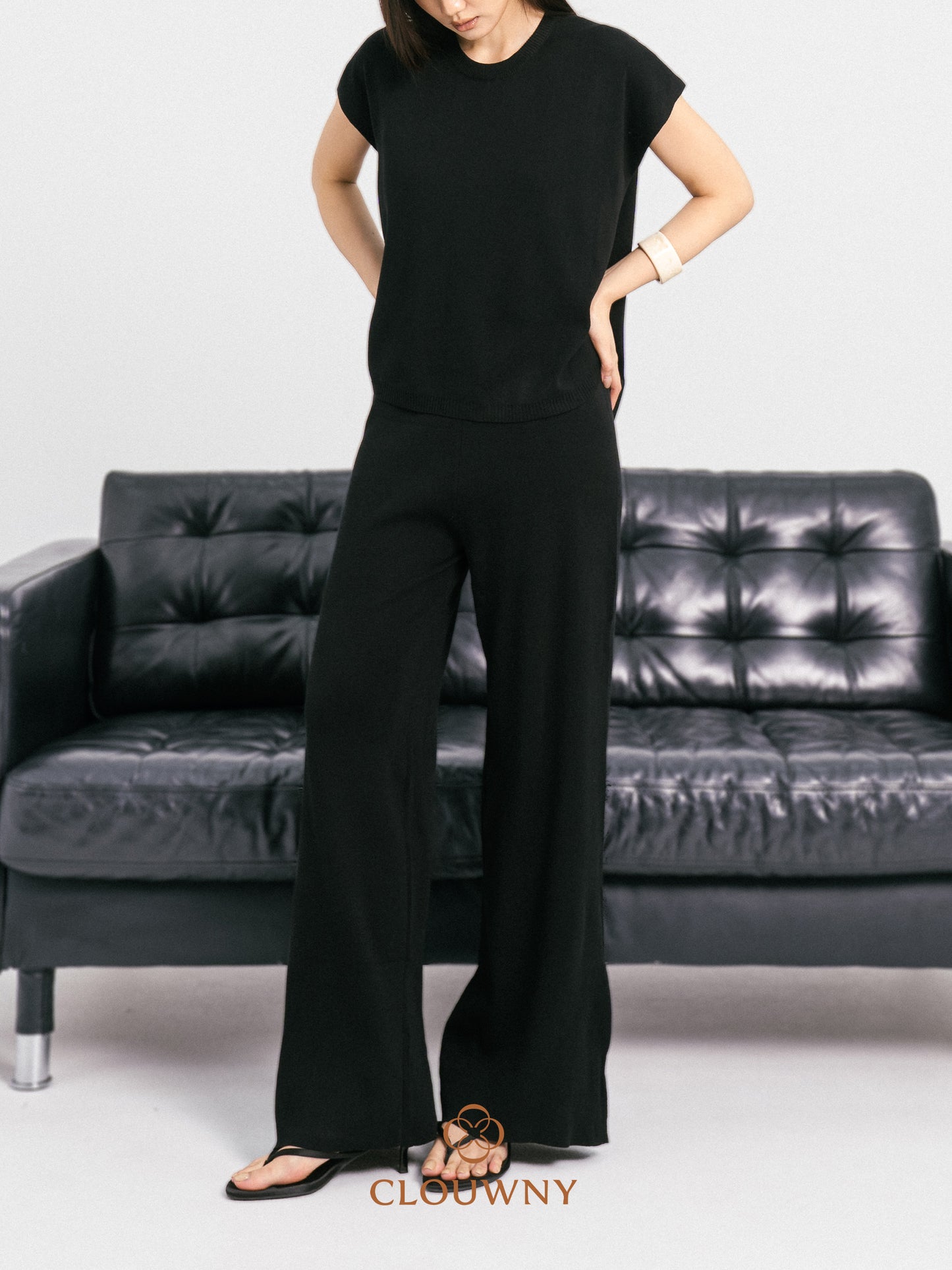 Goldie Round Knit Set - Black