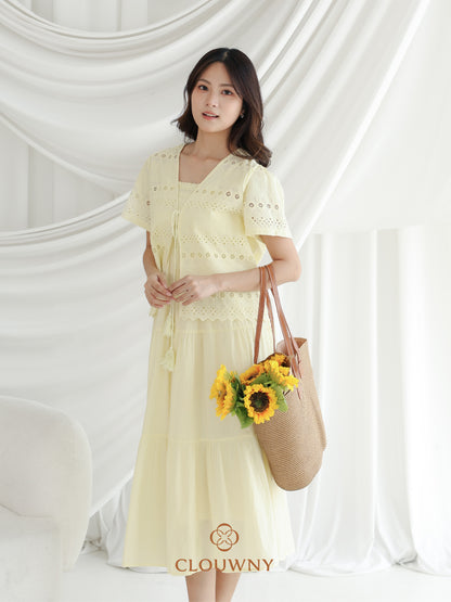 Silca Rubber Broderie Dress - Yellow