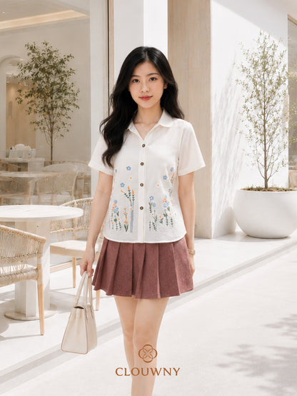 Chills Flower Cotton Shirt - White