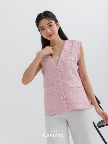 Nada Tweed Vest - Pink