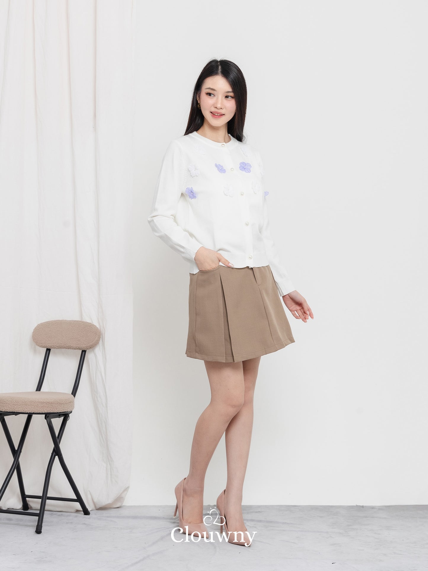 Oxa Button Knit Cardigan - White