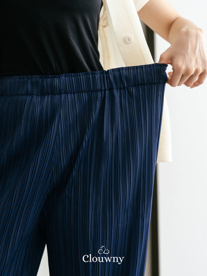 June Basic Pleats Pants - Navy